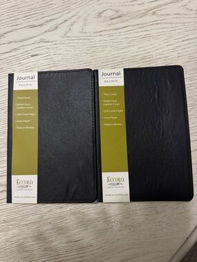 Set of two Eccolo Black Faux Leather Journal Duo with Ribbon Markers